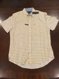 Tommy Hilfiger white pineapple button down short sleeve medium NWT - Picture 1 of 5