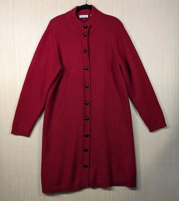 Vestido Orvis Vintage 100% Lana Shetland Para Mujer L Cuello Alto Imitación Cuero Botones  Foto 1 de 4