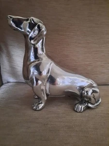 Dachshund Sausage Dog Chrome Distressed Effect Ornament - Picture 1 of 7