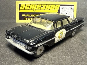 1962-66 Corgi Toys 223 CHEVROLET IMPALA STATE PATROL CAR - Black/White - No Box - Picture 1 of 10