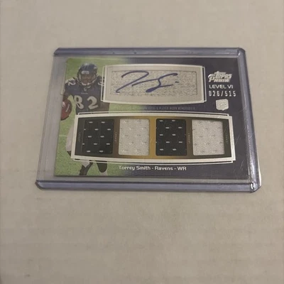 2011 Topps Prime Level VI Auto Relic /515 Torrey Smith #PVI-TS Rookie Auto RC - Image 1 of 2