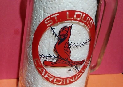Vintage Baseball St Louis Cardinals Glass Mug 20 fl oz almost 7" tall - Image 1 of 3
