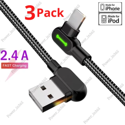 3 Pack Mcdodo 90 Degree Elbow USB Cable Charger Cord For iPhone 14 13 12 X 8 7 6 - Image 1 of 4