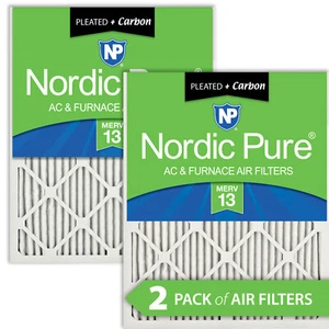 16x24x1 (15_1/2x23_1/2) Pleated Air Filters MERV 13 Plus Carbon 2 Pack - Picture 1 of 6
