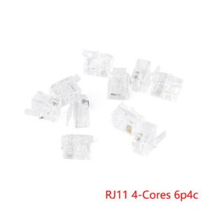 RJ11 4-Cores 6p4c Crimp Plug Ends ADSL VDSL Cable Connector Plug Telephone New - Photo 1/4