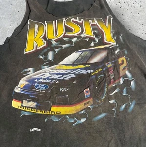 Vintage 90's Rusty Wallace NASCAR AOP Sleeveless T-shirt - Picture 1 of 7