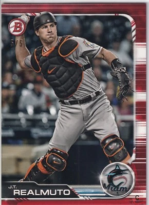 J.T. Realmuto - /5 Red - 2019 Bowman - Image 1 of 2