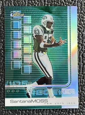 🔥1/1! SANTANA MOSS 2002 TOPPS FINEST REFRACTOR JETS JERSEY #'D 83/250!🔥 - Image 1 of 2