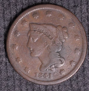 1841 Braided Hair Large Cent 1c cc1 - Picture 1 of 2