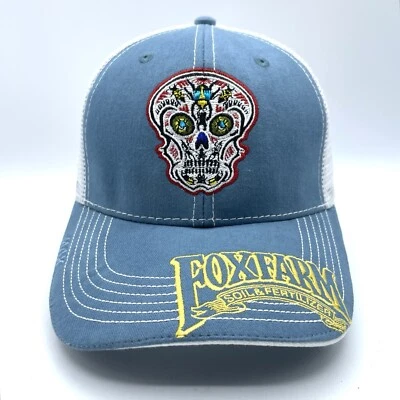 Fox Farm Calavera Sombrero Adulto Snapback Malla Azul Espalda Gorra de Béisbol Fertilizante para Suelo Foto 1 de 4