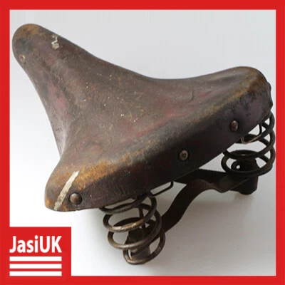 assento selim confortável suspensão mola bicicleta bicicleta bicicleta couro marrom antigo - Imagem 1 de 4