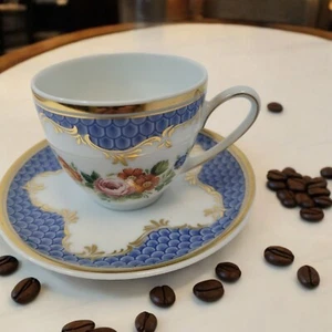 Vintage Hutschenreuther Germany Demitasse Teacup & Saucer Set - Danbury Mint  - Picture 1 of 13