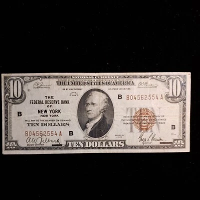 $10.00 FRBN - New York, 1929, Fr. #1860B, F/VF. Very little circulation (CB-054) - Image 1 of 4
