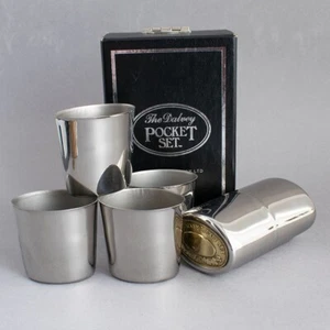 GRANTS of DALVEY Boxed POCKET SET Stacking Tot Cups in Case STAINLESS STEEL - Picture 1 of 6