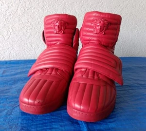 Zapatillas altas VERSACE AROS rojas acolchadas de cuero - EU 46 - US 13 - Medusa Eros - Imagen 1 de 13