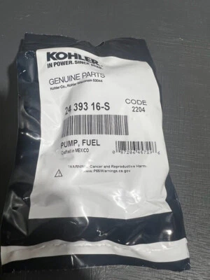 GENUINE OEM KOHLER / Rehlko FUEL PUMP (24 393 16-S) - Image 1 of 2
