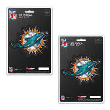 2PC NFL Miami Dolphins 3-D Die-Cut Premium Vinyl Decal / Emblem / Sticker