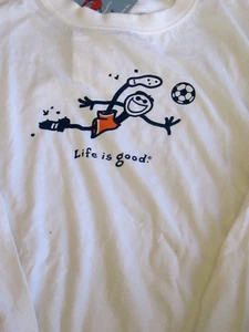 NWT! LIFE IS GOOD  YOUTH S/S TEE. "JAKE SOCCER SCISSOR KICK" .  (YOUTH   Y 14) - Picture 1 of 2