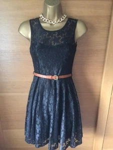 Party Lace black skater dress with belt sz XS Glamorous X mas christmas party 🌲 - Picture 1 of 7