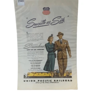 Vintage 1948 Union Pacific Railroad Smooth as Silk Ad Advertisement - Picture 1 of 4