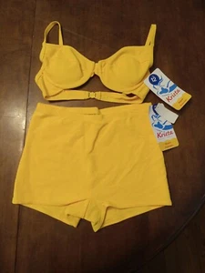 Krista Teen's Yellow Buttercup Bikini Set 2 Top L 12 Bottoms XL 14 Swimsuit NEW - Picture 1 of 10