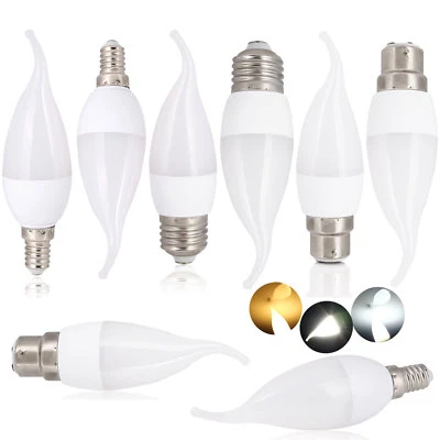 Dimmable LED Candle Light Bulbs Screw E27 E14 B22 B15 3W Lamp 220V White Lamps - Image 1 of 4