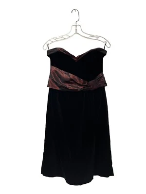 Vintage Laura Ashley Velvet Strapless Prom Party Formal Dress Black Gown Sz 10  - Image 1 of 4