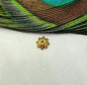 18k Floral Beads Cap -6.5x3mm Yellow Gold Spacer Jewelry Making Jewelry | KC2113 - Picture 1 of 9