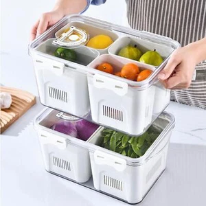 Refrigerator Storage Box with Handle Keep Fresh Colander Bin Food Container - Picture 1 of 4