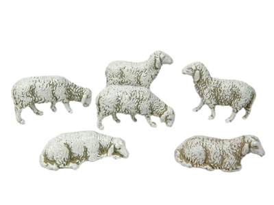 Set 6 Pecore Landi Assortite per Pastori Alti Cm10 Pecora Gregge Animali Presepe - Immagine 1 di 2