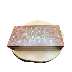 Vintage 1950’s India Keepsake Decorative Rosewood Jewelry Trinket Box  - Picture 1 of 6