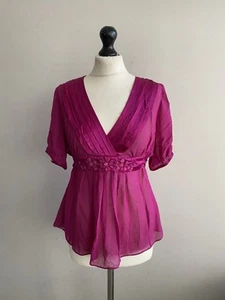 Monsoon Pink Silk Blouse Top Size 12-14 - Picture 1 of 12