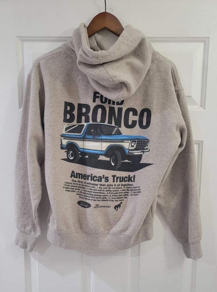 Sudadera con capucha Ford Bronco estilo vintage para hombre talla pequeña años 70 Foto 1 de 3
