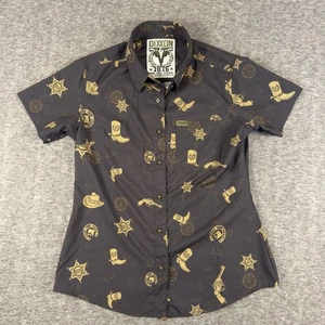 Dixxon Shirt Womens Medium V-Twin 1876 Western Cowboy Short Sleeve Party Button - Picture 1 of 7