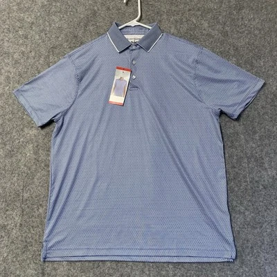 Hickey Freeman 高尔夫 Polo 衫男式 M 蓝色白色几何短袖全新带标签 — 第 1/4 张图片