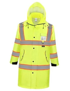 Reflective Rain Coat, Waterproof Hi Vis Safety Rain Jacket, X-Large Yellow - Picture 1 of 7