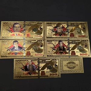 Cosa Nostra Gold Foil Banknote Set (5) Al Capone John Gotti Novelty $100 Bills - Picture 1 of 6