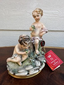 Vtg Fabulous Capodimonte Bisque Putti Figurine Venezia Signed w/ Original Tag - Picture 1 of 18