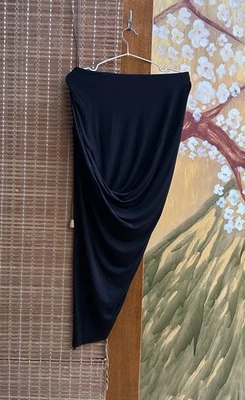 Falda De Colección Helmut Lang Asimétrica Drapeada Longitud Midi Negra Mezcla Modal Talla S Foto 1 de 4