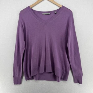 VINCE Sweater Womens XS Wool Cashmere V-Neck Pointelle Cuff Purple - Picture 1 of 18