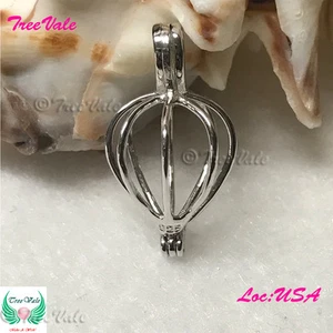 Rainy Drop - 925 Sterling Silver - Locket Pearl Cage Pendant - Hold 5mm-9mm - Picture 1 of 6