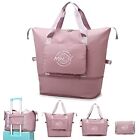 Large Capacity Folding Travel Duffel Bag,Foldie Expandable Travel Bag Tote Pink