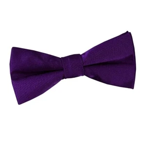 Purple Satin Plain Solid Boys Kids Childrens Formal Pre-Tied Bow Tie by DQT - Picture 1 of 1