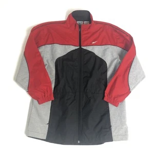 Vintage 90s Reebok Windbreaker Mens Full Zip Jacket Size S Red Black Gray E33 - Picture 1 of 7