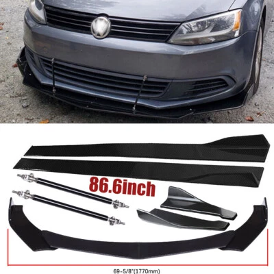 Front Bumper Lip Splitter+Side Skirt+Strut Rod Glossy For Volkswagen Jetta MK4 Foto 1 de 4