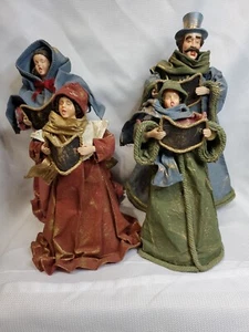Set Of 4 Vintage Paper Mache Christmas Carolers - Handmade No Markings - Picture 1 of 15