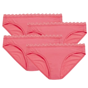 Mid-Rise Lace Trim Panties Size 4X (28-30) Bikini Pink Underwear Lot of 4 Pairs - Picture 1 of 5