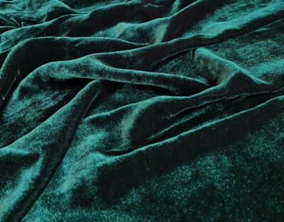 Dark Christmas Green Silk Velvet Fabric by the Yard, 1/2 Yard and 1/4 Yard, V31 - Image 1 of 4