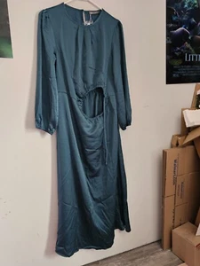 PRETTYGARDEN Women's silky green Dress Mid cut out flowy- New W2 - Picture 1 of 9