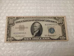 USA~1953 Federal Reserve Note~ $10 Dollars~ Special Series Number~ #1 (X4) In It - Picture 1 of 10